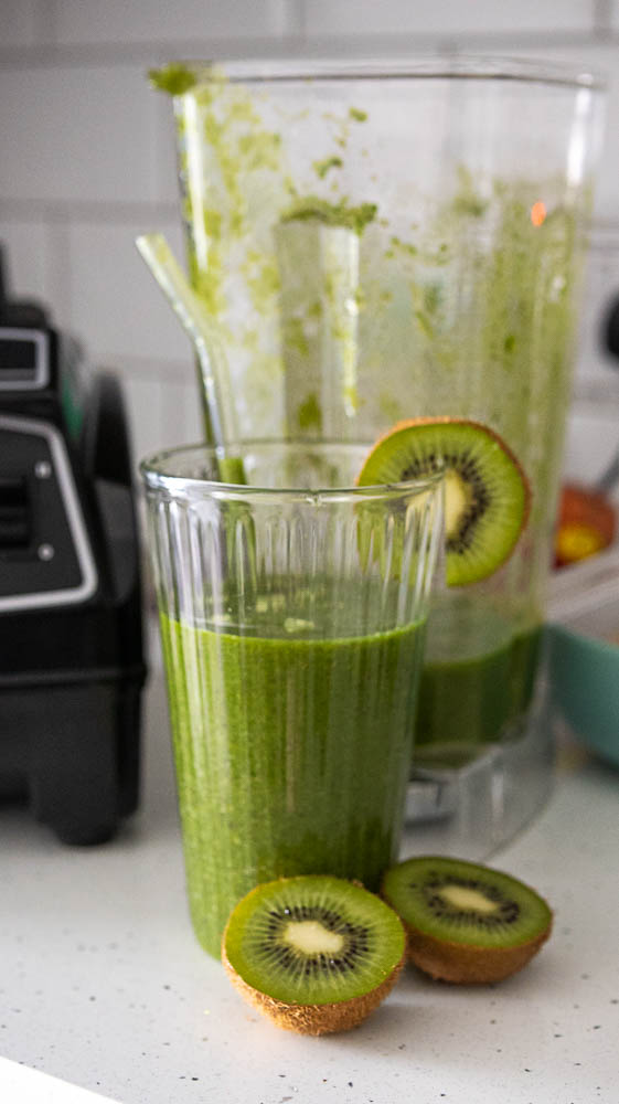 Glass with Green Kiwi Smoothie