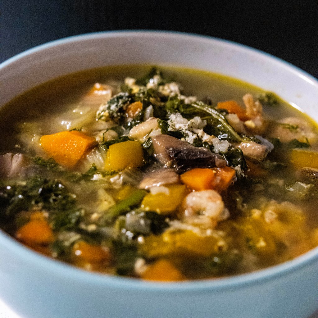 Bowl with Homemade Kale Soup