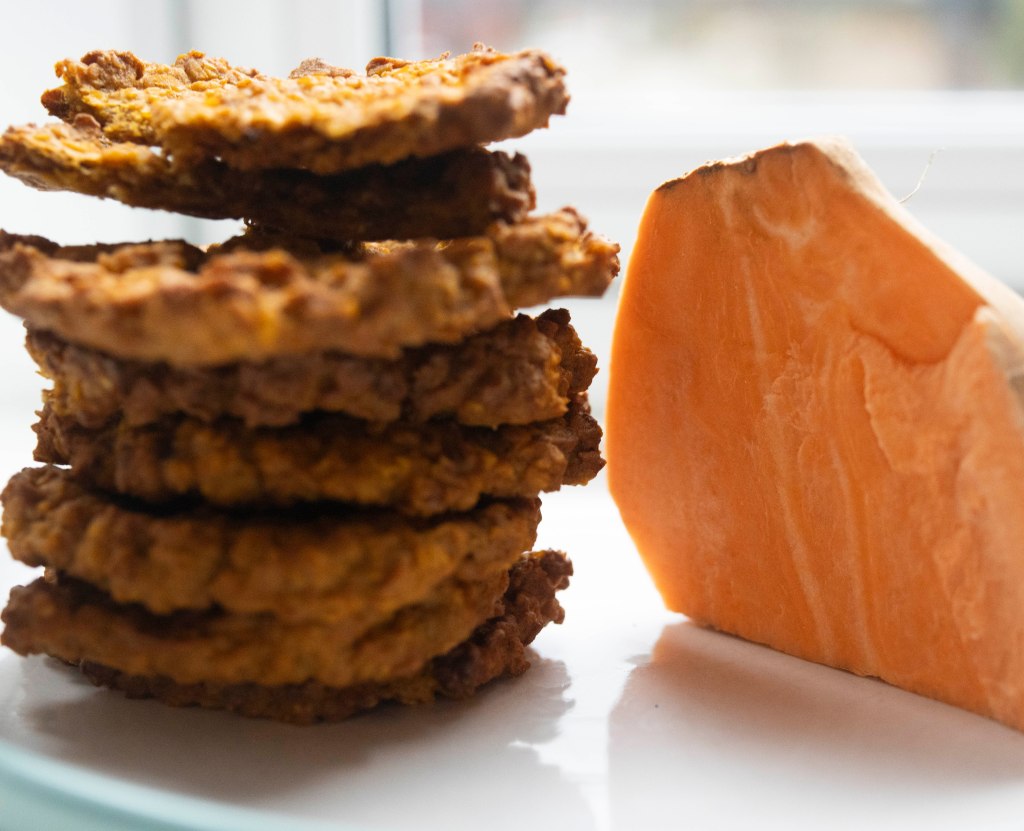 Pile of Cookies with a slices of sweet potatoes 