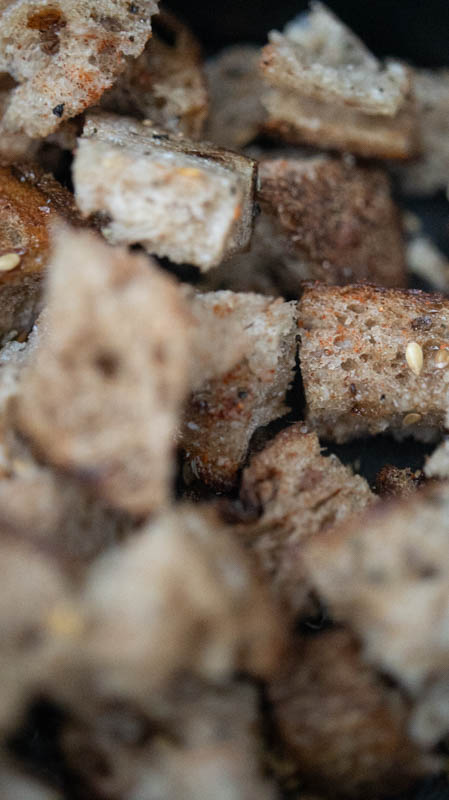 Plate full of row, unbaked Croutons